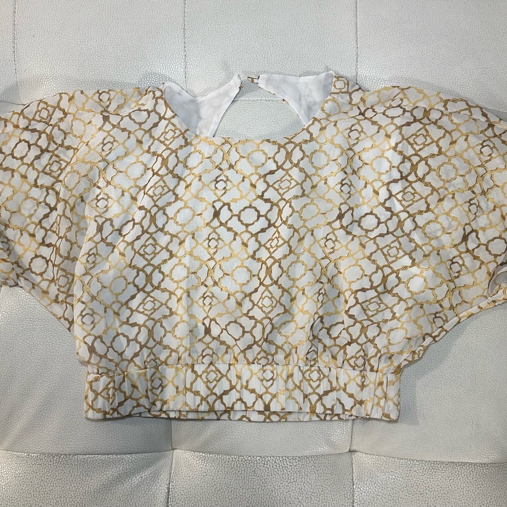 Elegant Gold and White Women's Two Piece Set